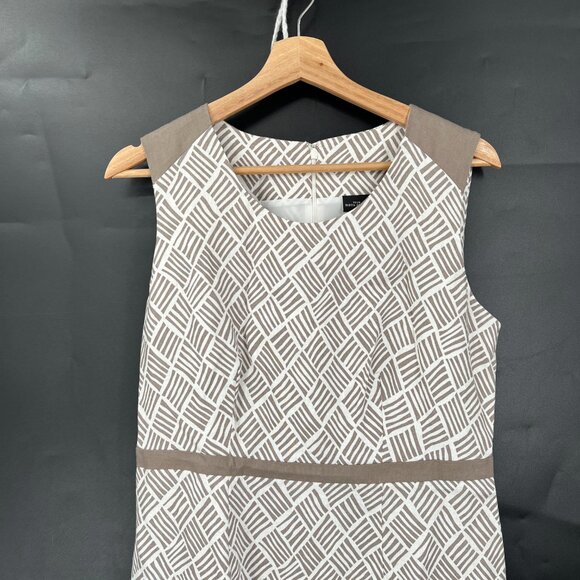 NEW Your Sixth Sense linen lined shift dress tan white Coastal grandma 38 8 - Picture 3 of 13